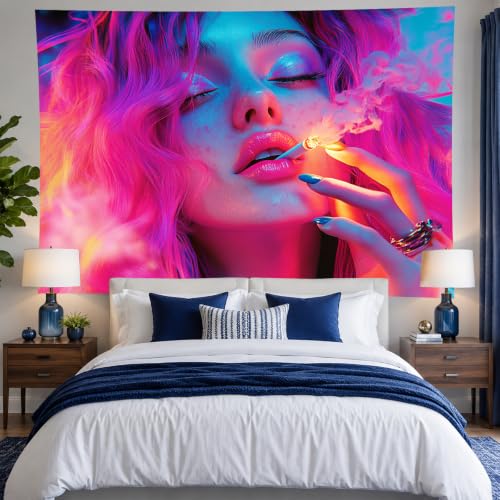 Girl Blacklight Tapestry 78x59 Inch Cool Girl Room Decor