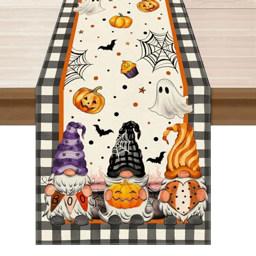 Halloween Gnome Table Runner for Table Decoration 13x72 Inch