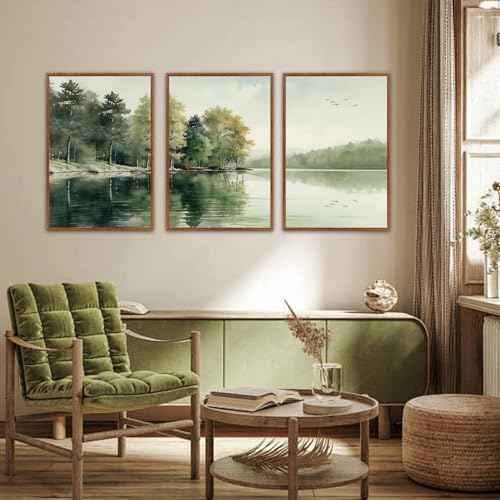 Lake art print Nature Landscape Mountain Wall Art Set