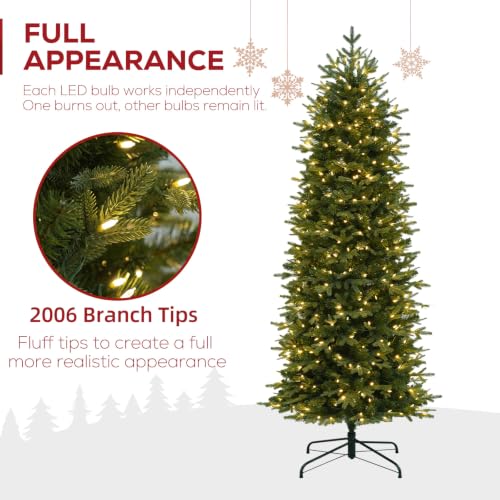 7.5 ft Prelit Pencil Christmas Tree with 400 Warm White LEDs