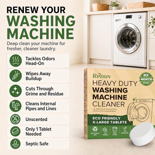 Heavy Duty Washing Machine Cleaner & Descaler & Deodorizer Tablets (6 Count)