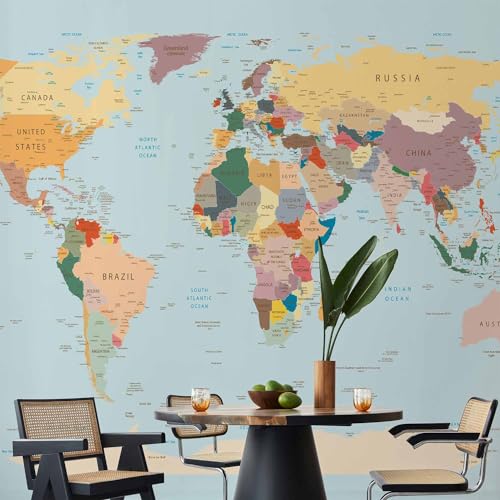 Premium Wall Mural World Map 138x101 in (7 Count)