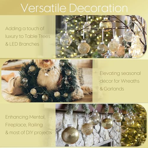24 Pack Clear Christmas Ball Ornaments with Fillers (24 Count)