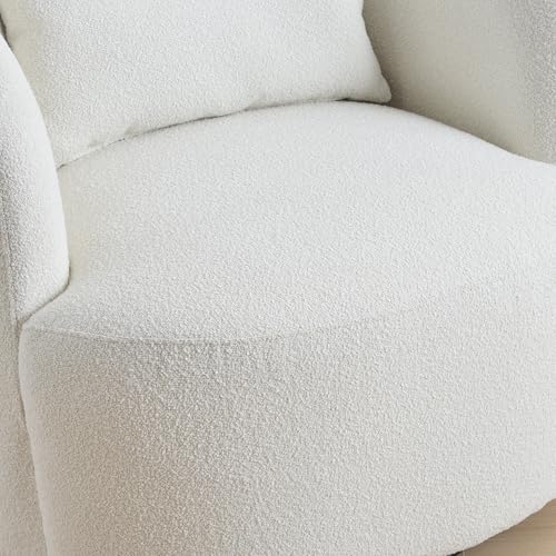 34" W Sherpa Swivel Barrel Chairs with Pillow Set of 2 (2 Count)