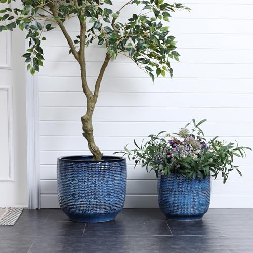 LuxenHome 15.75" Large Round Ceramic Pots for Plants