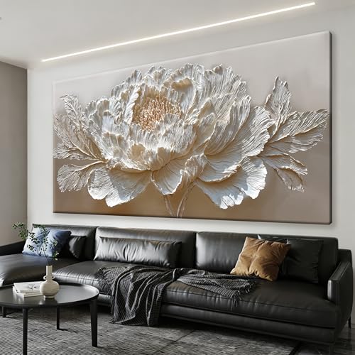 Canvas Wall Art Decor White Peony Flower Canvas Art Wall Decor For Living Room Floral Botanical Wall Art Canvas Prints Modern Nature Flower Wall Art Decor For Bedroom Home Office Wall Decor 20×40 In
