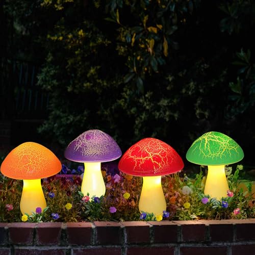 8 Pack Cracked Mushrooms for Garden Decor (8 Count)