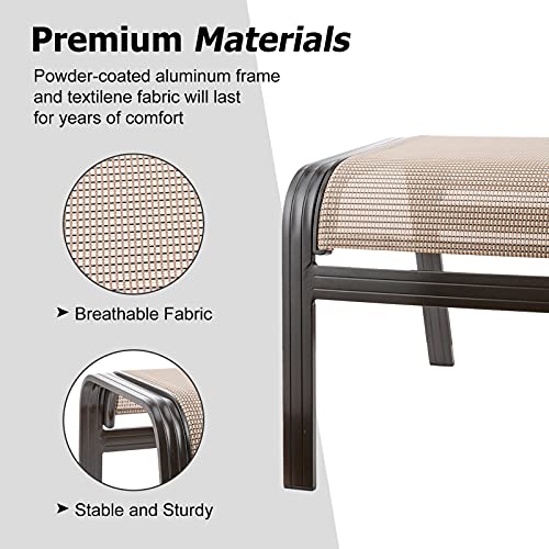 Outdoor Patio Footstools Aluminum Outdoor Ottomans Footrest Small Seating Wicker Furniture Patio Ottoman 2 Pieces Brown (2 Count)
