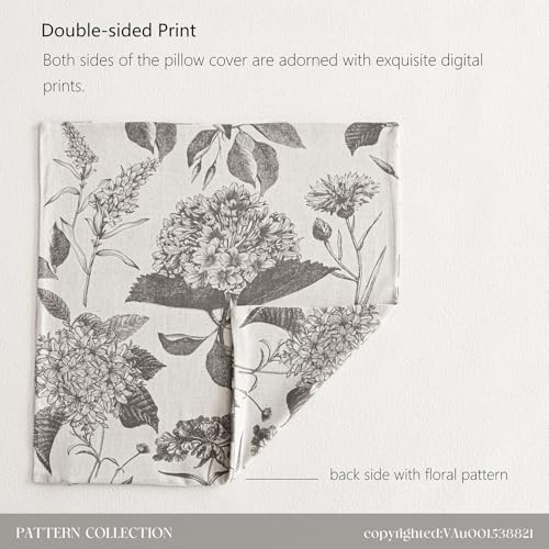 Set of 2 Linen Floral Vintage Throw Pillow Covers Neutral Accent Decorative Cushion Covers Farmhouse Boho Home Decor for Sofa Chair Couch Bedroom Living Room (2 Count)
