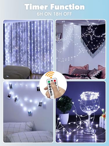 6 Pack Battery Operated Fairy Lights with Remote Twinkle Lights Cool White (6 Count)