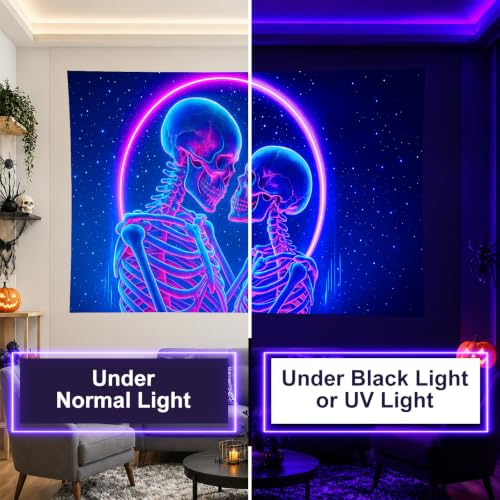 Halloween Tapestry Skull Wall Art 78x59 Inch Uv Reactive Tapestry