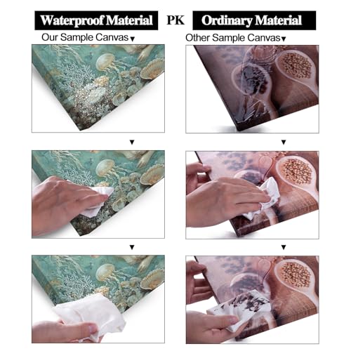 Ocean Mermaid Wall Art for Girls Room Modern Canvas Prints Marine Organism Underwater World Sea Creatures Artwork Paintings Women Bedroom Wall Decor