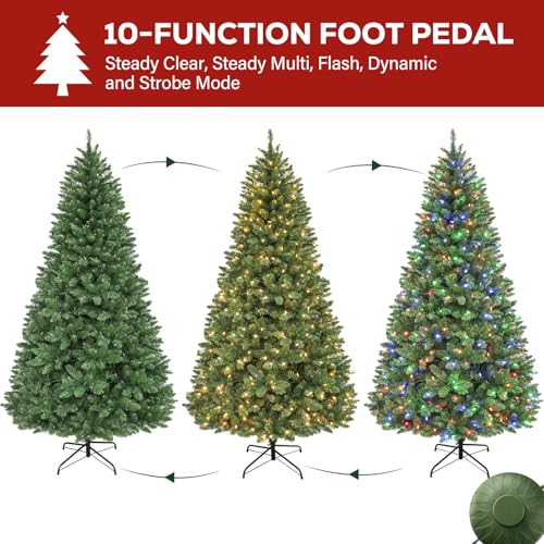 7.5ft Artificial Prelit Christmas Tree with 450 Multicolor LEDs (1450 Count)