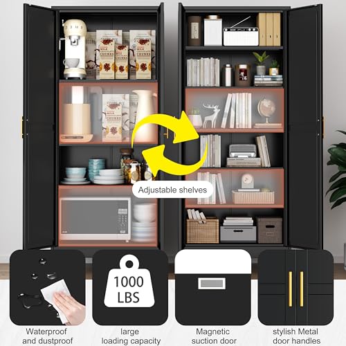 Kitchen Pantry Storage Cabinet with Doors and Adjustable Shelves