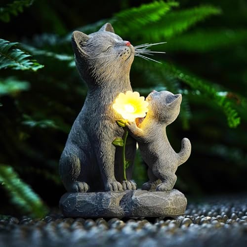 Solar Cat Garden Statue Outdoor Decor
