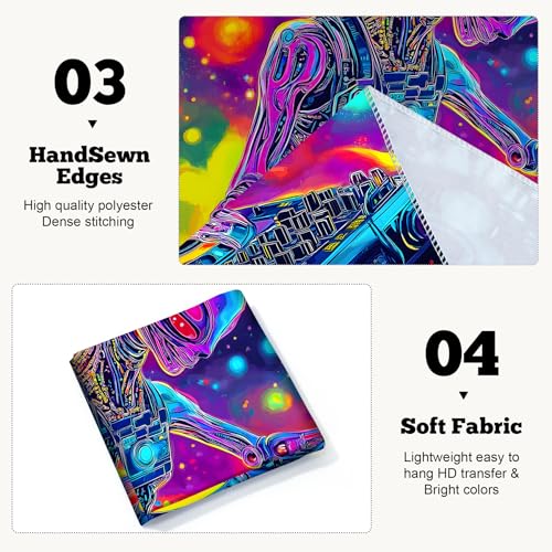Blacklight Space Astronaut Tapestry UV Reactive Galaxy Planet Glow in Dark Tapestries Black Light Poster Neon Wall Hanging Art for bedroom Living Room