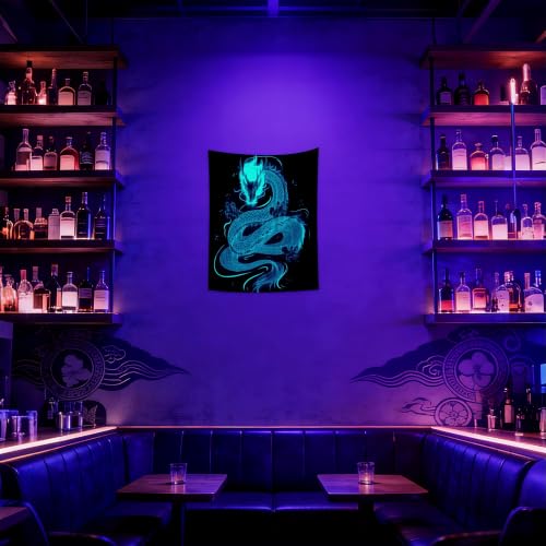 Blacklight Dragon Tapestry Wall Hanging 37"x29"
