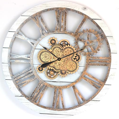 The Gears Clock 36'' Inch Real Moving Gear Wall Clock Vintage Industrial Oversized Rustic Farmhouse