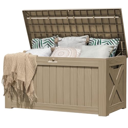 Resin Deck Box 120 Gallon Waterproof Large Outdoor Storage Box