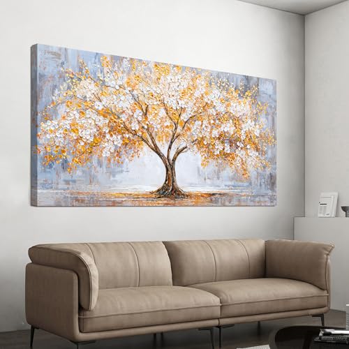 Golden Tree of Life Wall Art Decor Bedroom 24"X48" Botanical Wall Art Print
