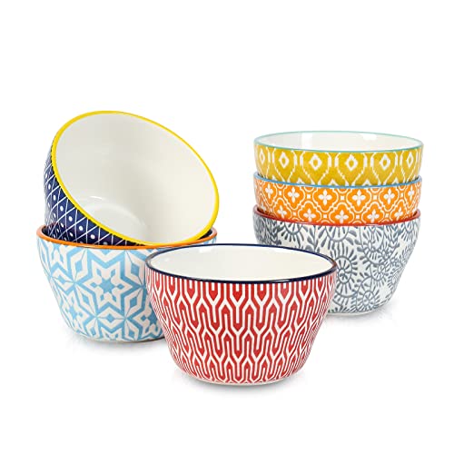 Ceramic 8oz Bouillon Cups 4 Inch Small Bowls (6 Count)
