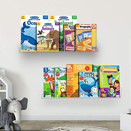 Clear Acrylic Shelves 15" Invisible Floating Wall Mount Display Bookshelf (3 Count)