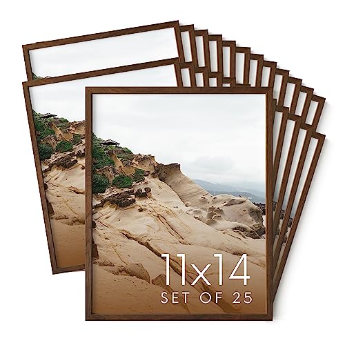 11x14 Walnut Oak Wood Picture Frames Set of 25 (25 Count)
