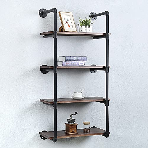 Industrial Pipe Shelves With Wood Planks