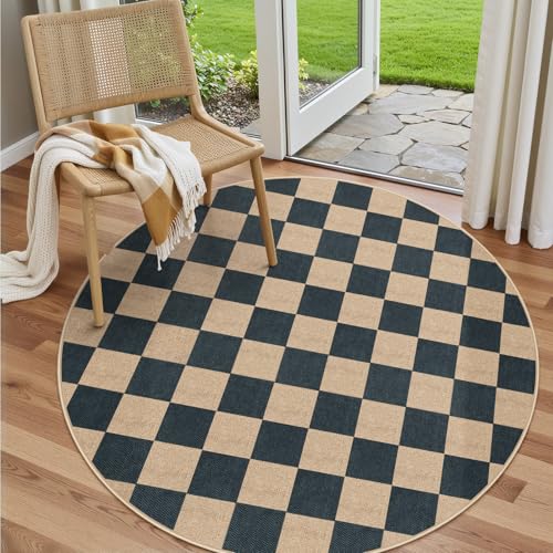 Checkered Easy Jute Outdoor Patio Area Rug 6ft Round (36 Sq Ft)