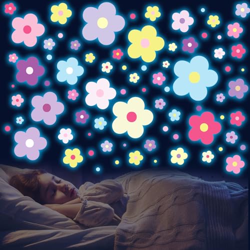 Glow in The Dark Y2k Cute Flowers Wall Decals (4 Count)