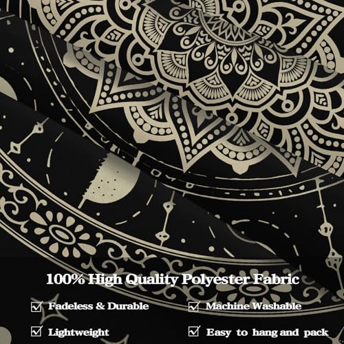 Mandala Moon Tapestry Boho Tapestry for Bedroom Black Tapestries Wall Hanging Living Room Wall Art and Home Decor 44x60