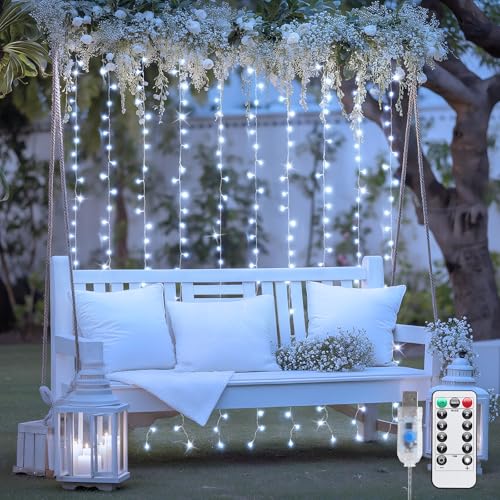 200 LED White Curtain Lights (6.5 Foot)