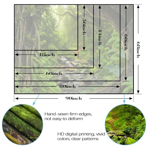 Green Rainforest Tapestry Nature Forest Tapestry for Bedroom Aesthetic Misty Tropical Jungle Trees Flowing Stream Landscape Tapestries Wall Hanging for Living Room Dorm 80 x 60 Inch