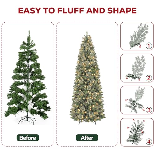7.5 ft Slim Prelit Christmas Tree with Pine Needle