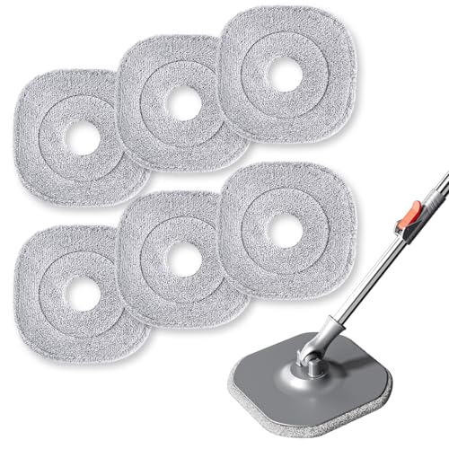 9 Inch Square Microfiber Mop Pad Refill Compatible with True & Tidy Mop System and Most 9 Inch Square Spin Mops (6 Count)