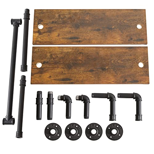 2 Tiers Industrial Pipe Shelves with Towel Bar RF