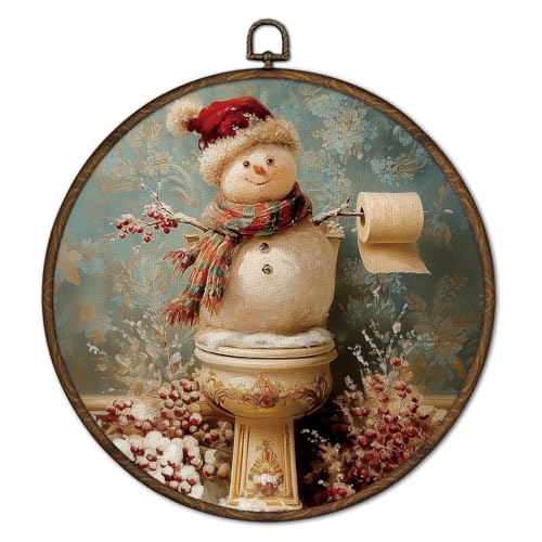 Vintage Christmas Snowman Picture Wall Art Framed