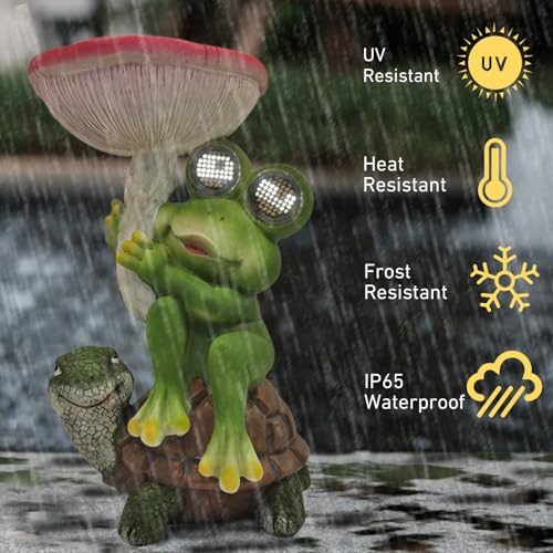 Frog Turtle Solar Garden Statue Light Outdoor Figurine for Yard Decor
