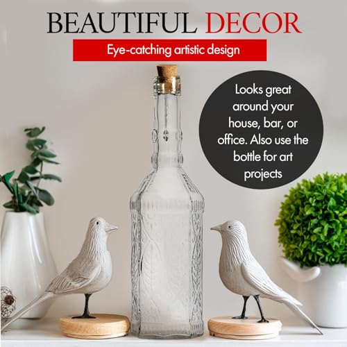 Large Clear Decorative Glass Bottle with Spout and Cork