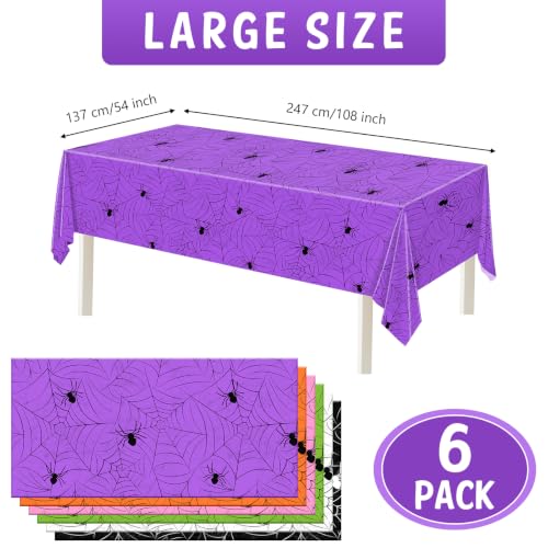 6 Pack Halloween Spiderweb Plastic Tablecloth 54" x 108"