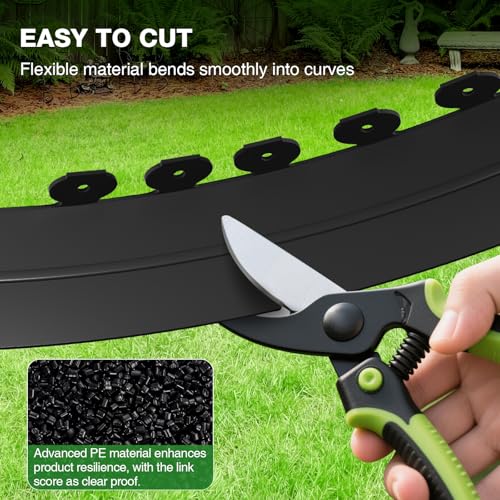 4in Tall 33ft Landscape Edging Kit with 50pcs Metal Spikes (33 Foot)