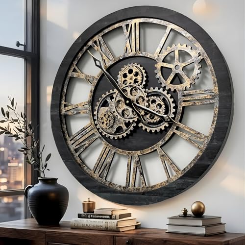 The Gears Clock The Original Real Moving Gear Wall Clock Vintage Industrial Oversized Rustic Farmhouse