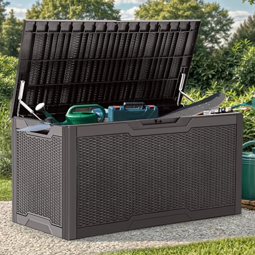 100 Gallon Large Resin Deck Box Outdoor Storage Boxes for Patio