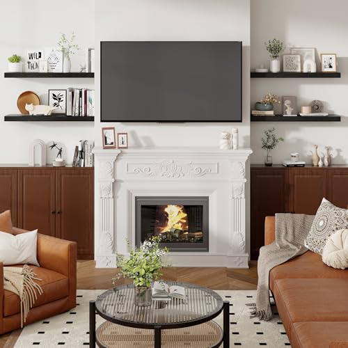 12 Inch Floating Shelves for Wall Black Shelves Set of 2