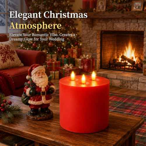 3 Wick Extra Large Flameless Pillar Candles with Timer Remote