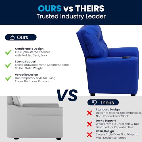 Chandler Vinyl Kids Recliner with Cup Holder and Safety Recline