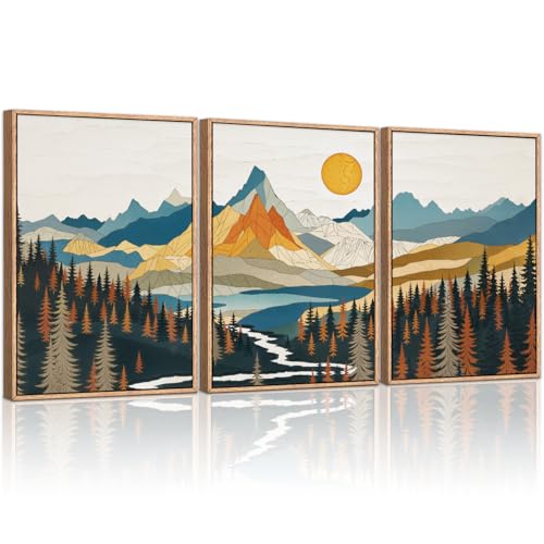 Large Sunset Mountain Framed Wall Art