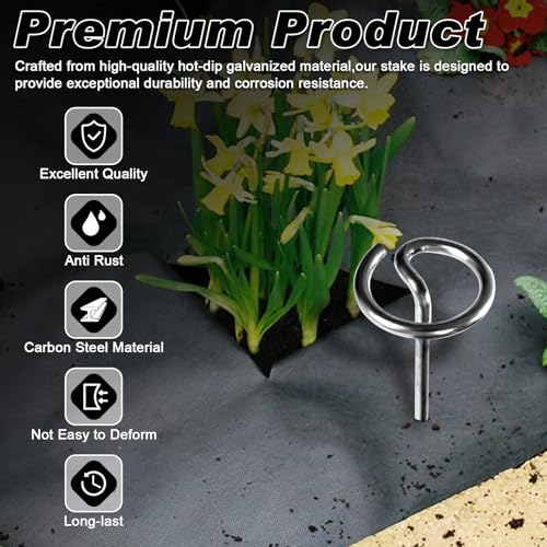 Heavy Duty Landscape Fabric Pins 8 Gauge 60 Pack with Pick Hook (60 Count)