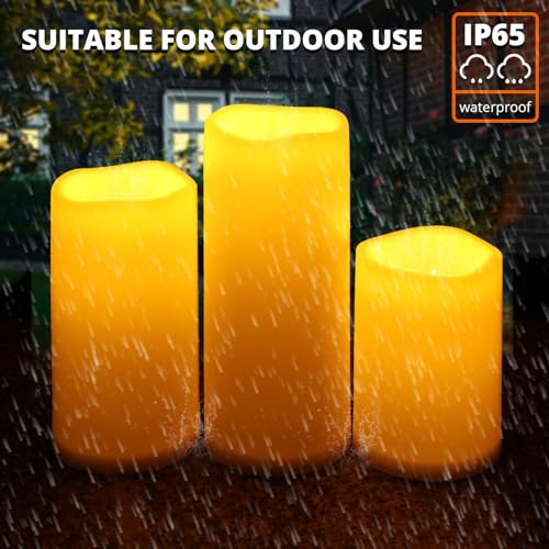 Large Waterproof Flameless Candles 6" 8" 10" x 4" (3 Count)