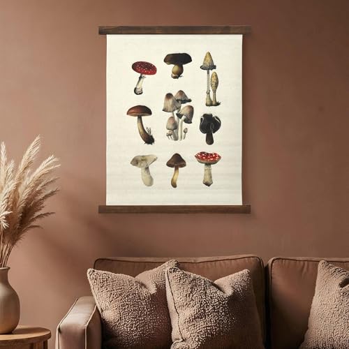 Hanging Linen Mushroom Tapestry Vintage Wall Art Hanging